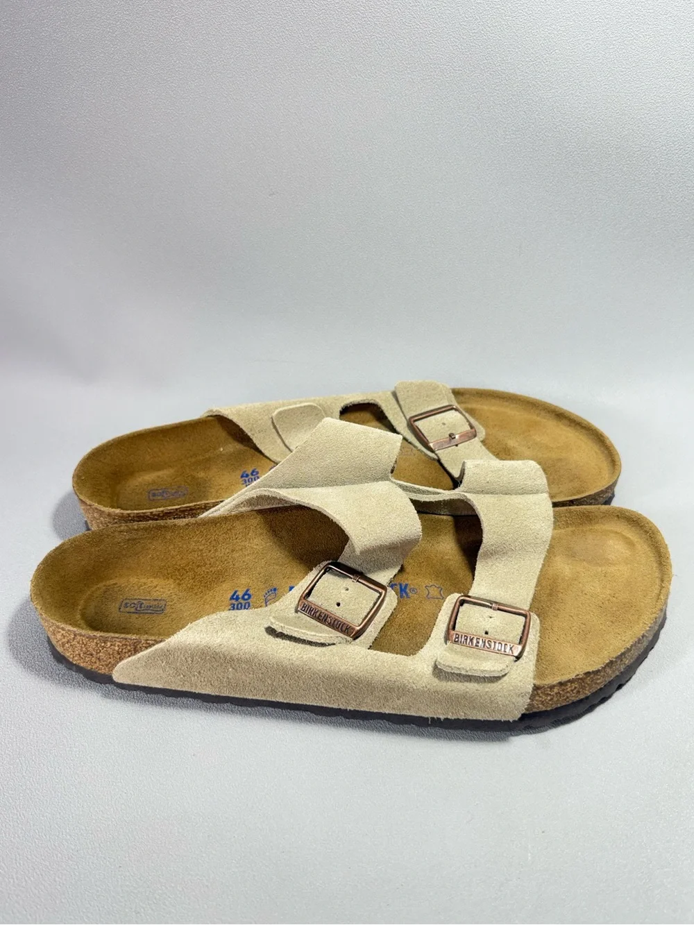 Birkenstock Men's Arizona Beige Suede Leather Sandals